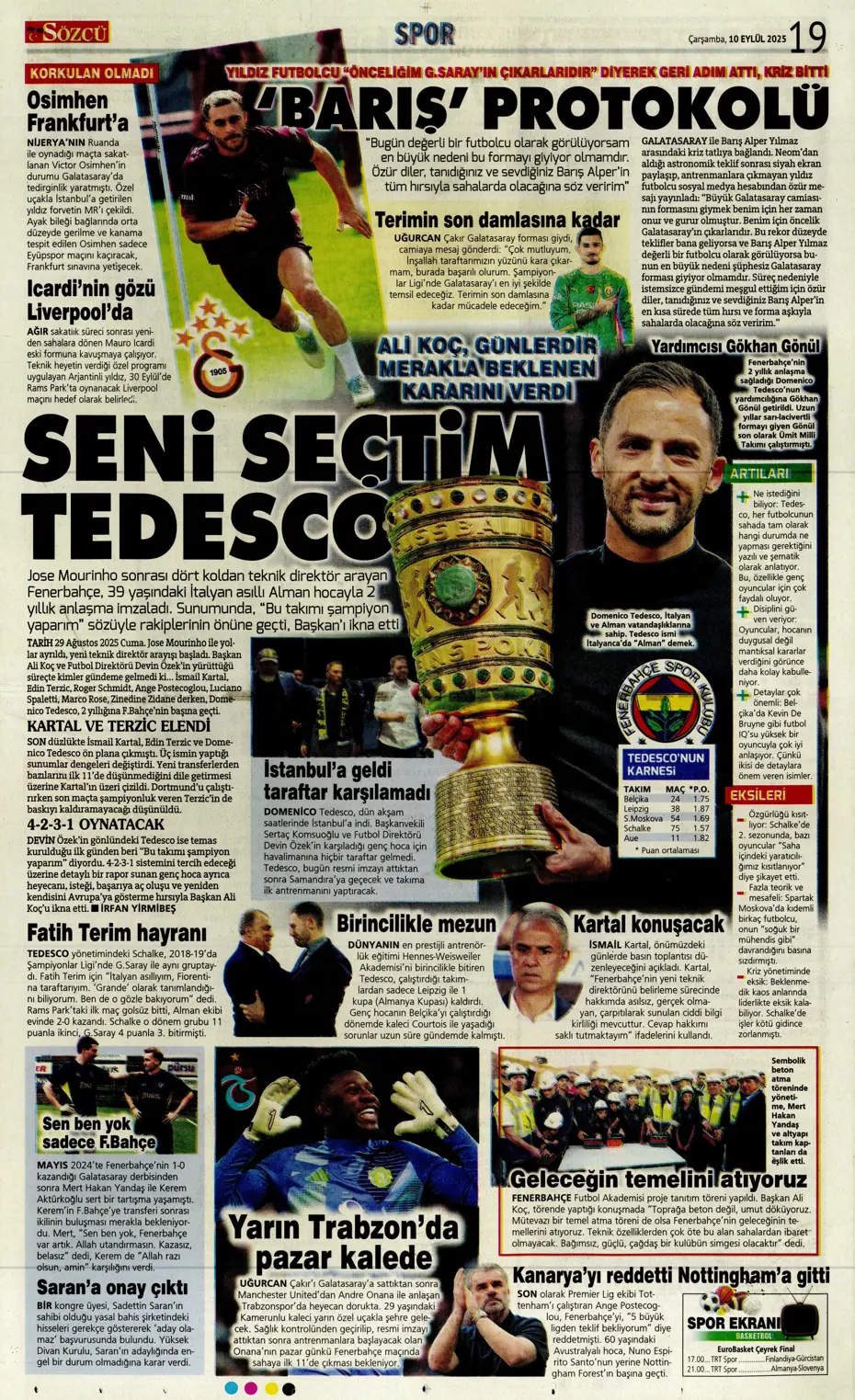 "Mühendislik harikası Domenico Tedesco" | Sporun manşetleri - 5