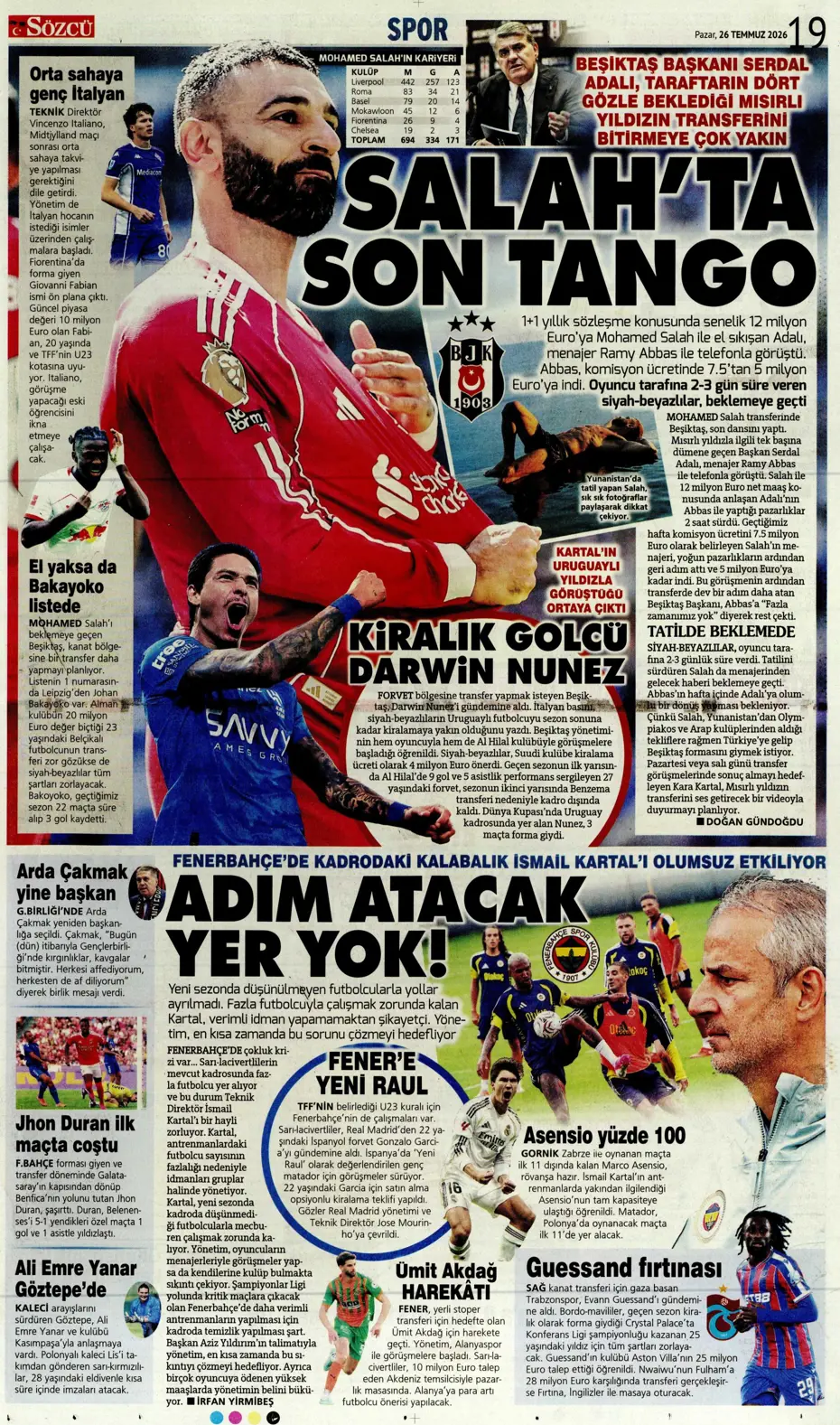 "Darwin Nunez geliyor" | Sporun manşetleri - 7