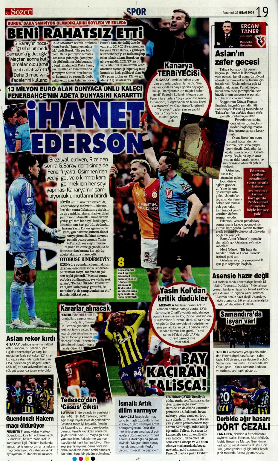 "Aslan Fener'i 7 bitirdi" | Sporun manşetleri - 16 "Aslan Fener'i 7 bitirdi" | Sporun manşetleri - 16