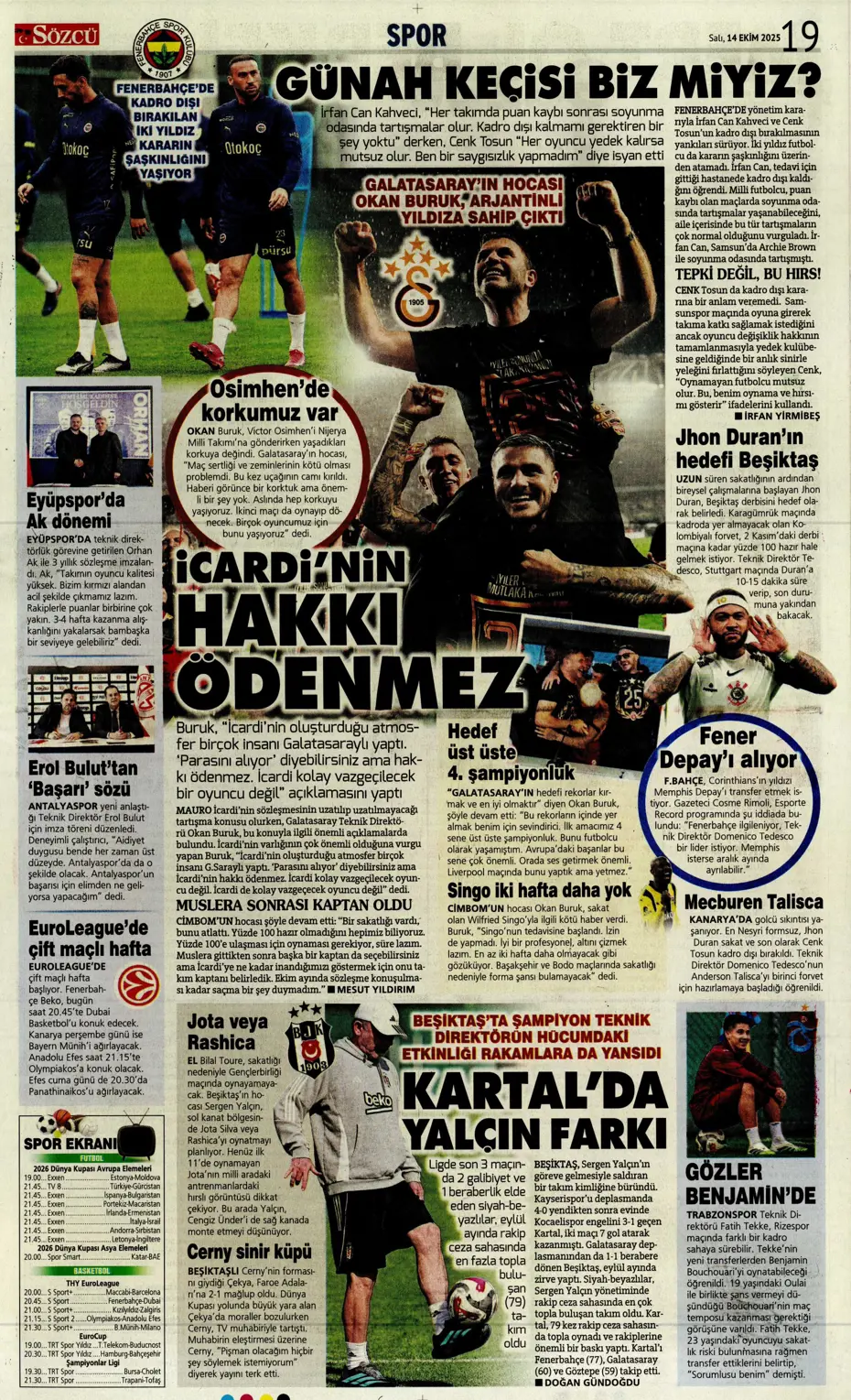 "Beşiktaş'ta İrfan Can Kahveci sürprizi" | Sporun manşetleri - 7 "Beşiktaş'ta İrfan Can Kahveci sürprizi" | Sporun manşetleri - 7