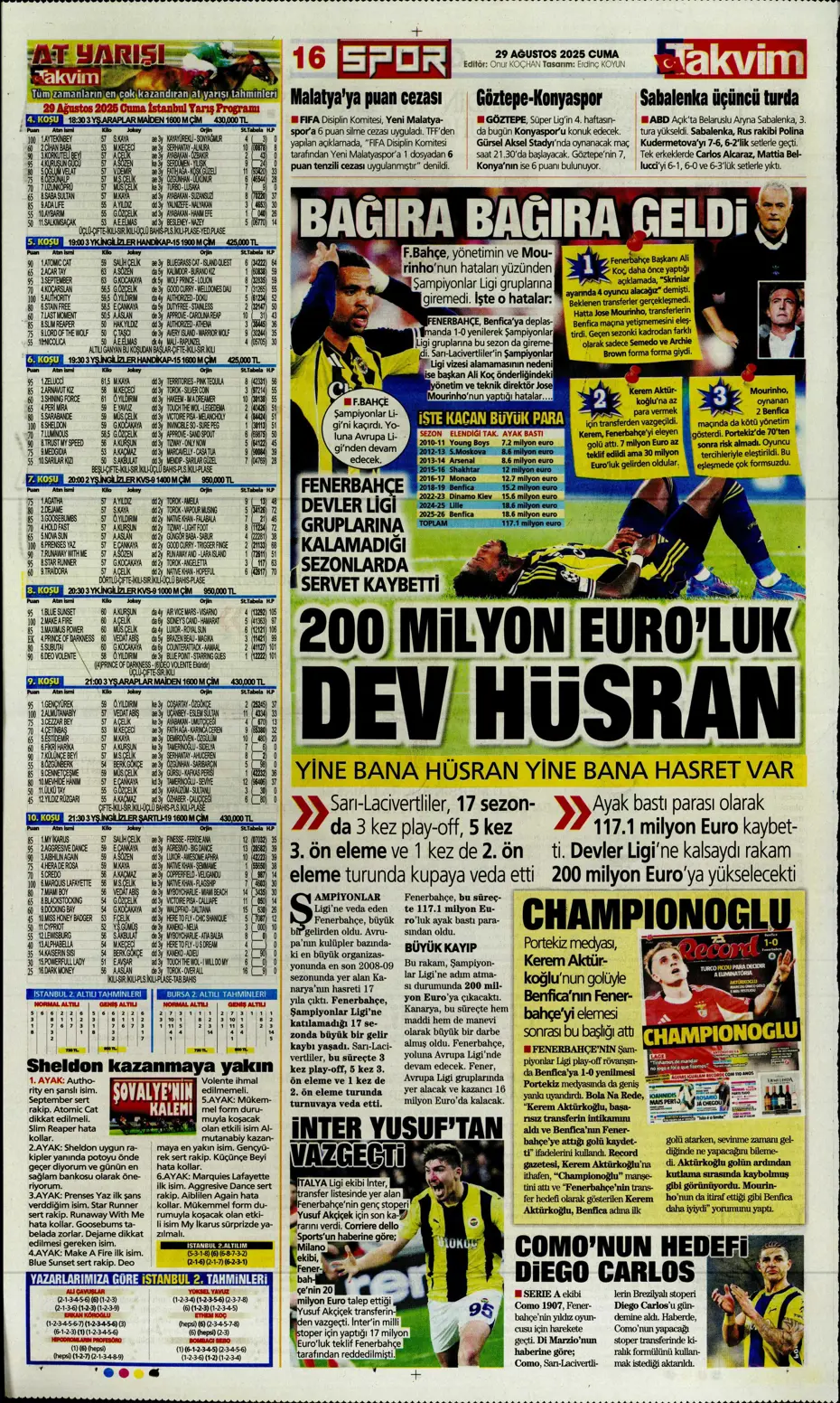 "Avrupa da gitti Solskjaer de" | Sporun manşetleri - 6