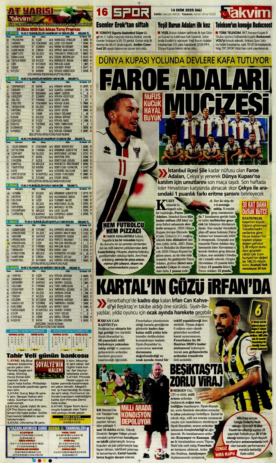 "Beşiktaş'ta İrfan Can Kahveci sürprizi" | Sporun manşetleri - 6 "Beşiktaş'ta İrfan Can Kahveci sürprizi" | Sporun manşetleri - 6