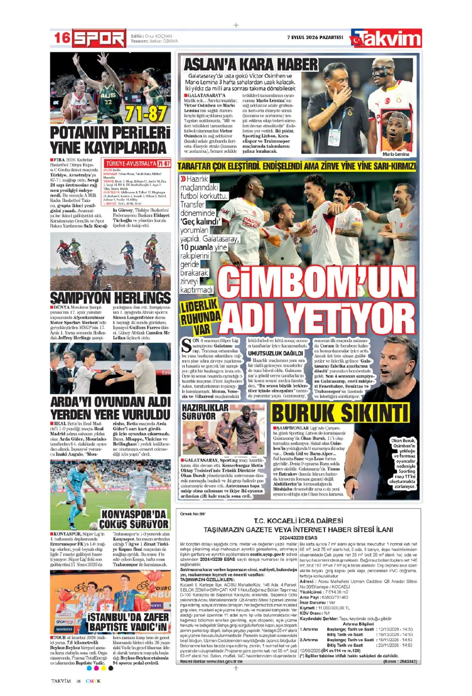 "İsmail Kartal'ın kader virajı" | Sporun manşetleri - 22