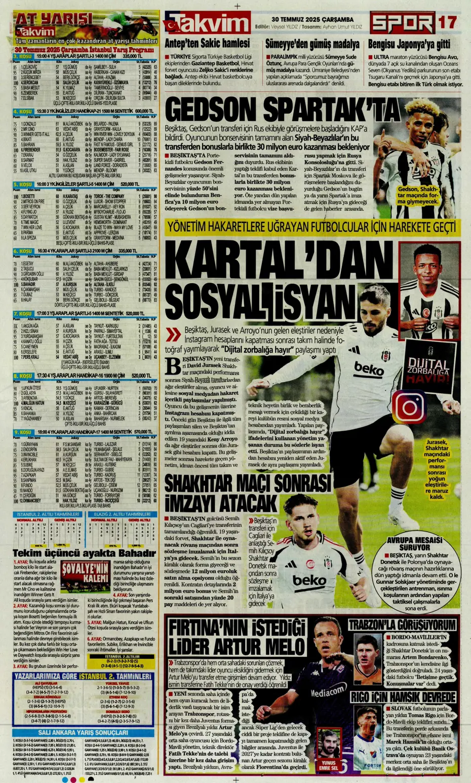 "Beşiktaş'ta Sergen Yalçın ve Mancini bombası" | Sporun manşetleri - 6