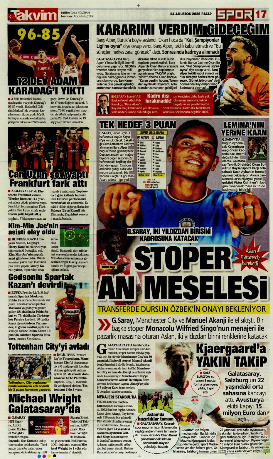 "Galatasaray'a üçlü piyango" | Sporun manşetleri - 6