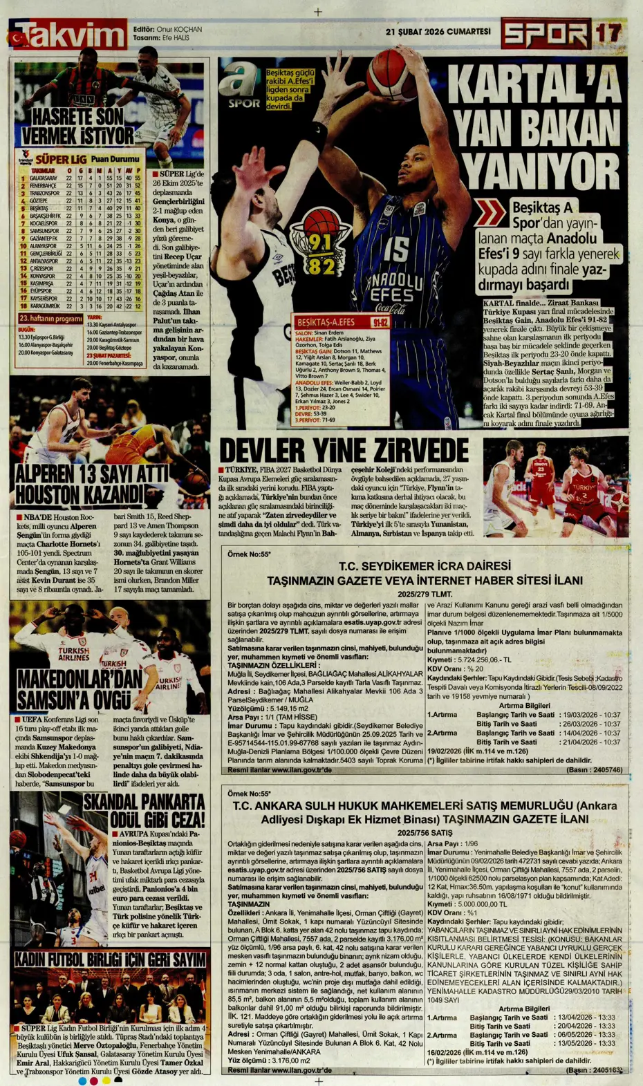 "İlk transfer Altay Bayındır" | Sporun manşetleri - 16