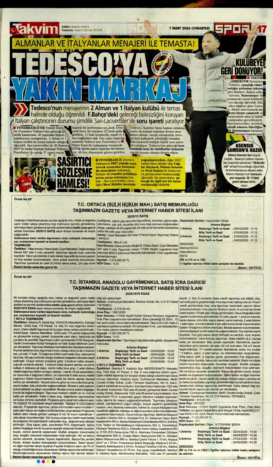 "Tedesco'ya Alman ve İtalyan markajı" | Sporun manşetleri - 2