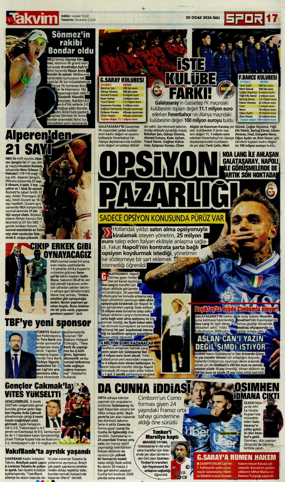 "Fenerbahçe'de 10 milyon euroya 2 senelik imza" | Sporun manşetleri  - 6