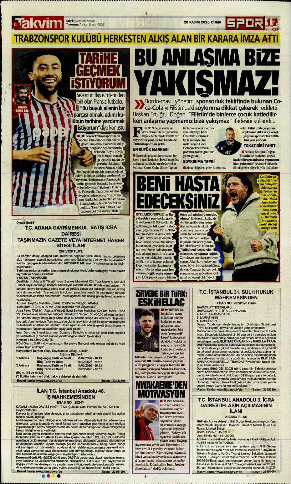 "Avrupa'nın lideri Samsunspor" | Sporun manşetleri - 5