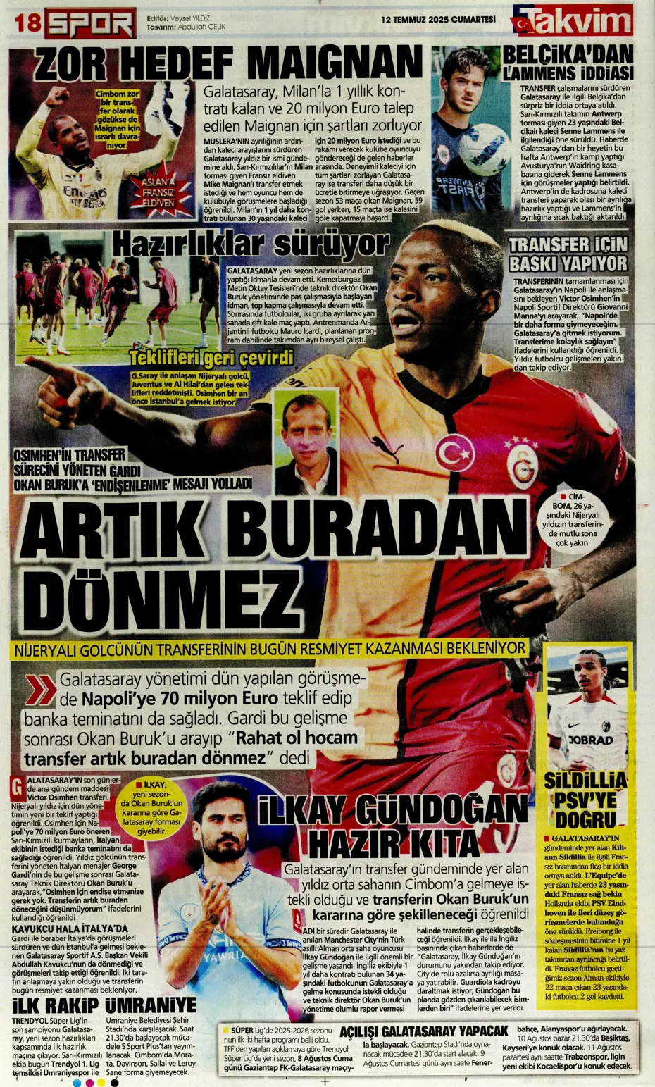 "Asensio ve Skriniar birlikte geliyor" | Sporun manşetleri - 4