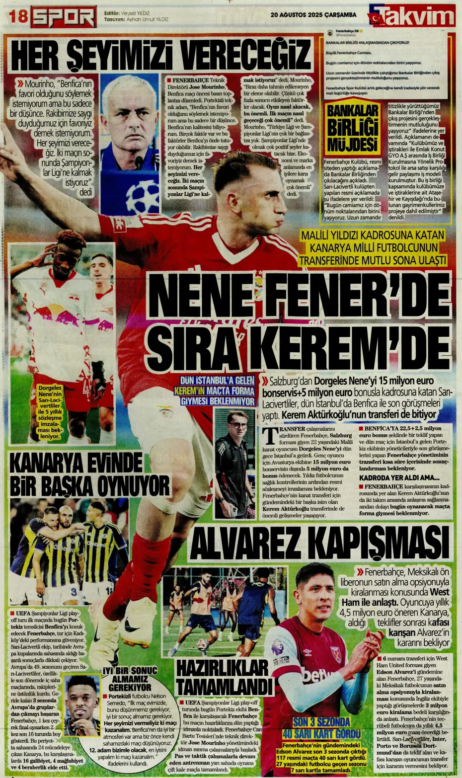 "Fenerbahçe'den Nene sonrası bir transfer daha" | Sporun manşetleri - 5