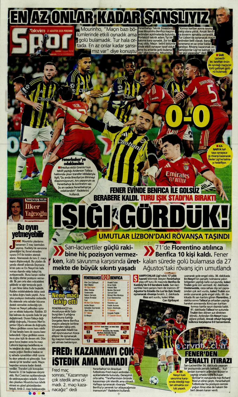 "Benfica'yı Kadıköy'de salladık ama yıkamadık" | Sporun manşetleri - 5