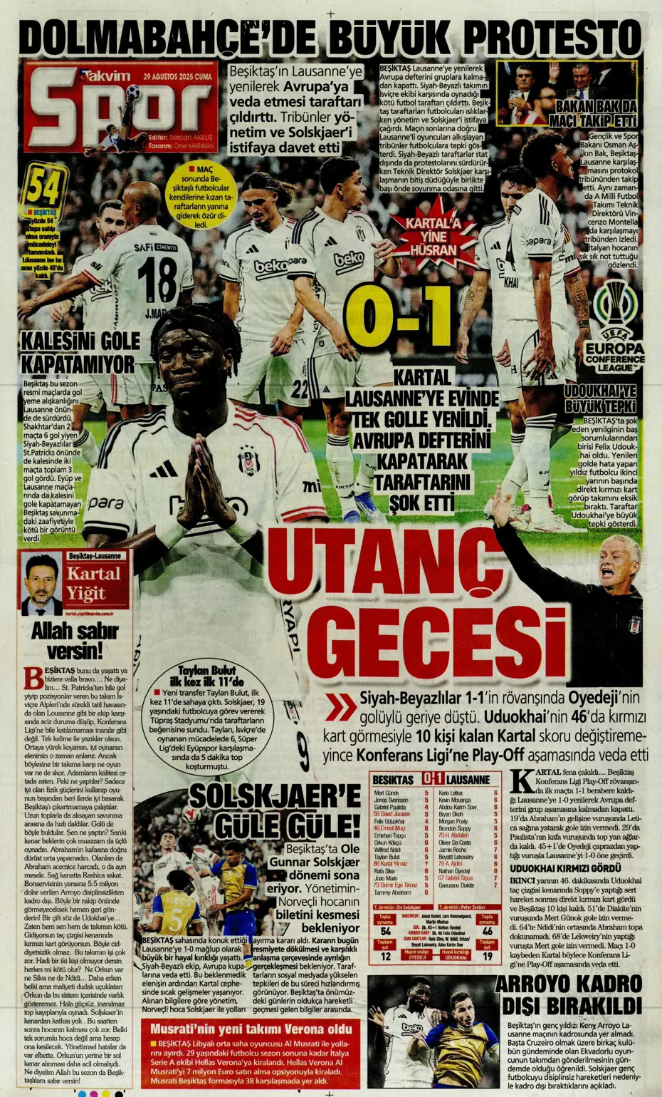 "Avrupa da gitti Solskjaer de" | Sporun manşetleri - 4