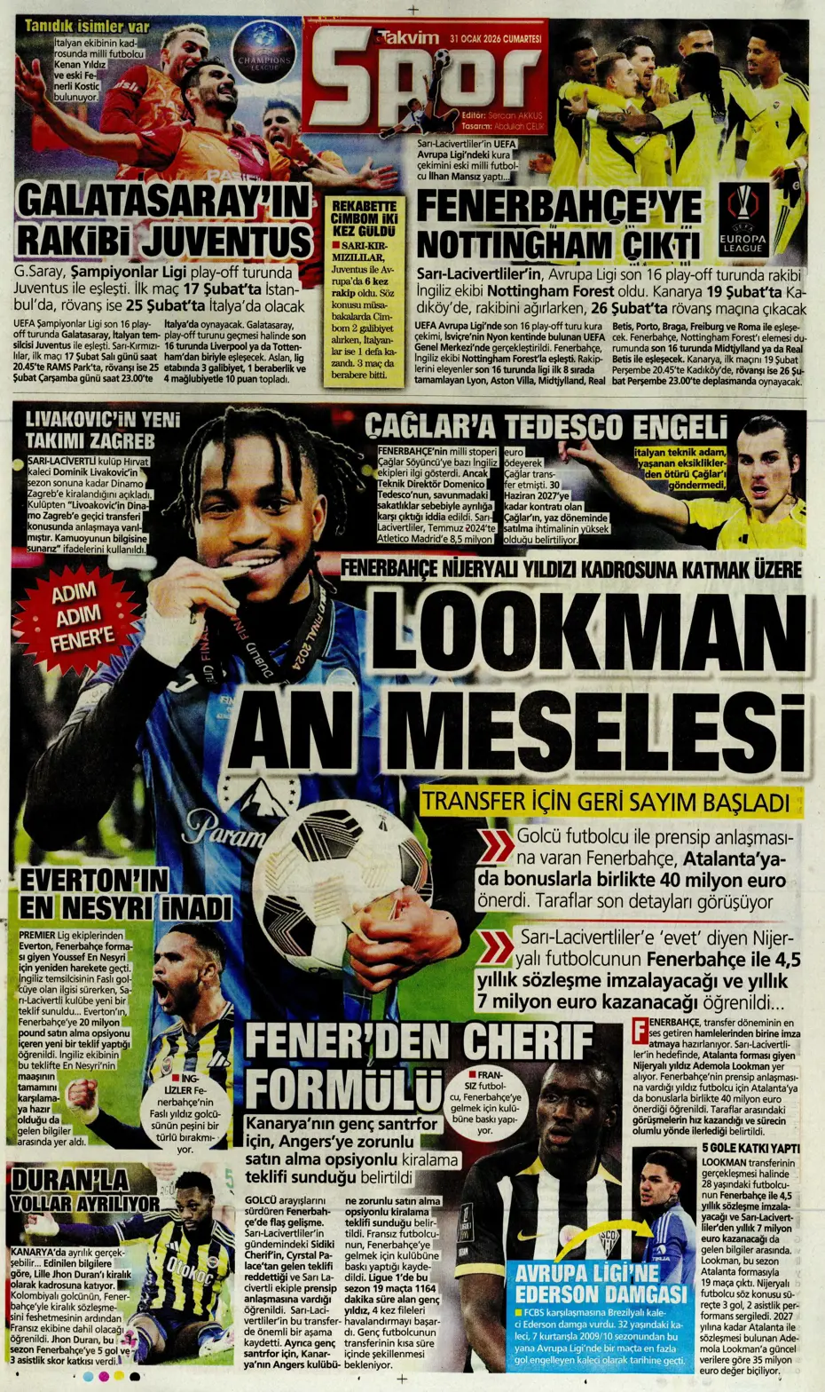 "Lookman, Fenerbahçe'de" | Sporun manşetleri - 17