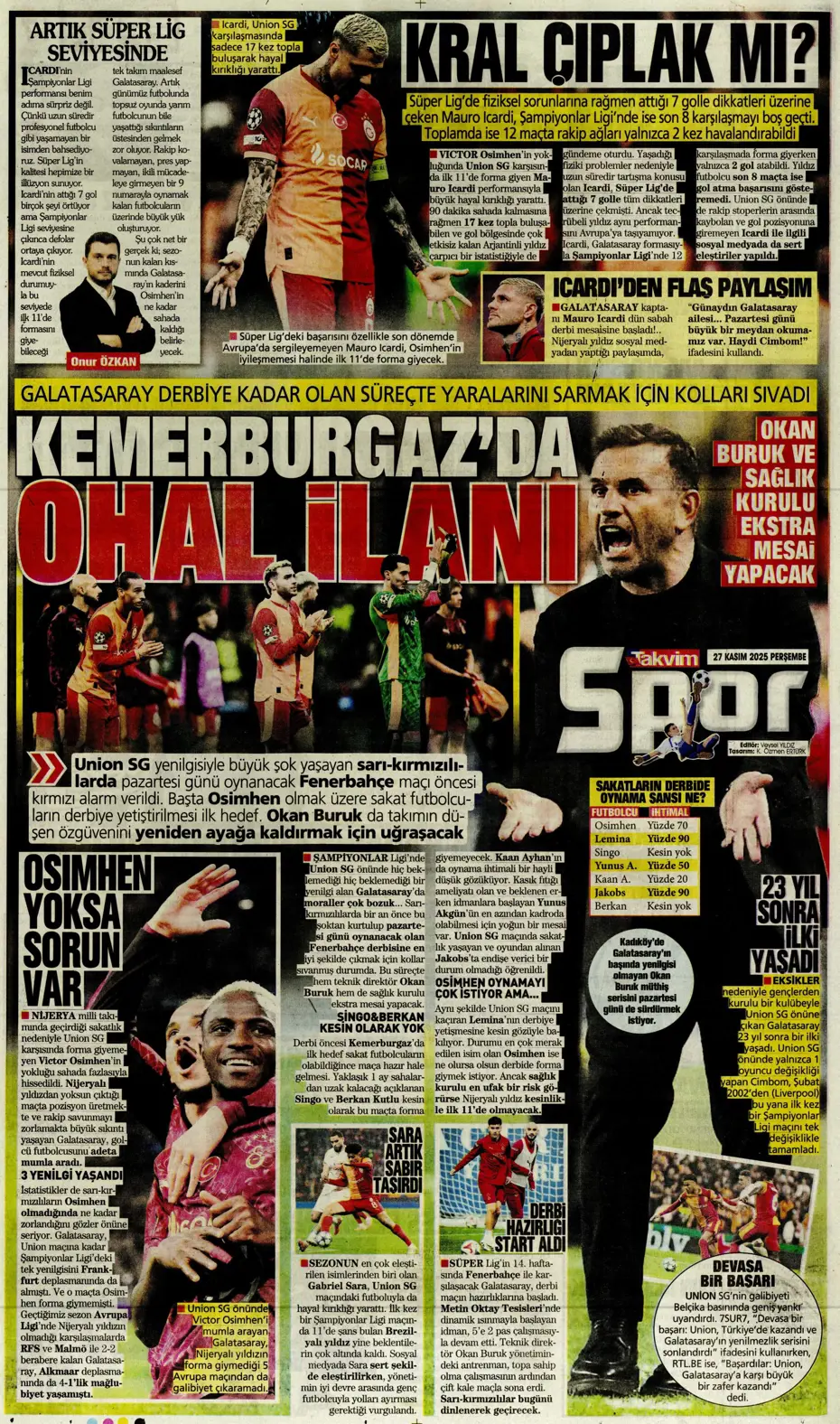 "Galatasaray'ı FIFA virüsü sardı" | Sporun manşetleri - 4