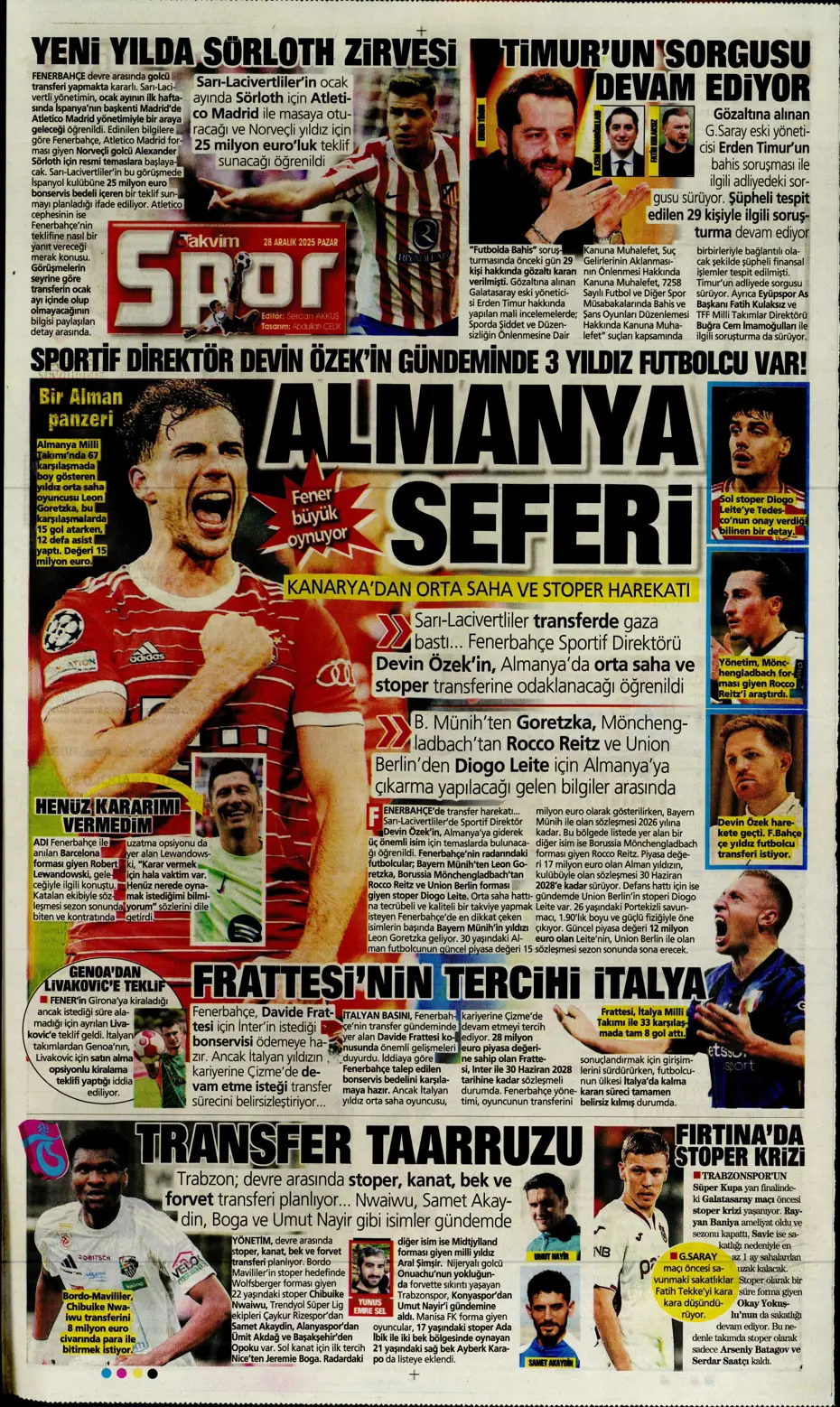 "Fenerbahçe'ye Szymanski piyangosu: Kabul ettiler" | Sporun manşetleri - 7 "Fenerbahçe'ye Szymanski piyangosu: Kabul ettiler" | Sporun manşetleri - 7