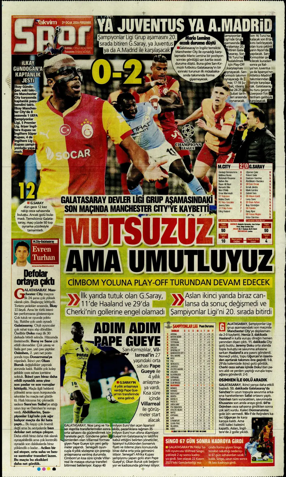 "Galatasaray'dan Şampiyonlar Ligi maçı sonrası transfer: İş bitirildi" | Sporun manşetleri - 8 "Galatasaray'dan Şampiyonlar Ligi maçı sonrası transfer: İş bitirildi" | Sporun manşetleri - 8