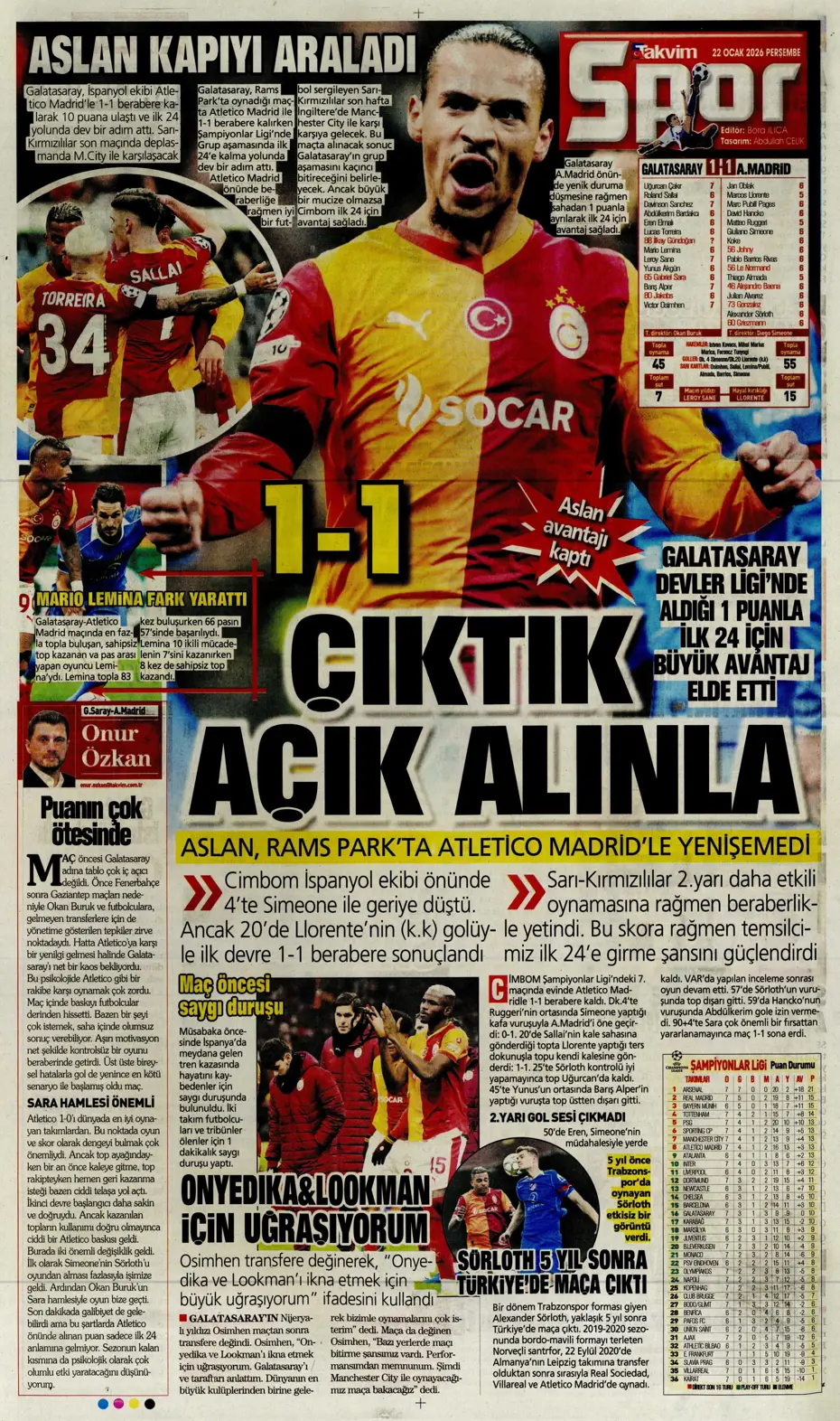 "Galatasaray'dan Atletico maçı sonrası 2 transfer birden" | Sporun manşetleri - 30