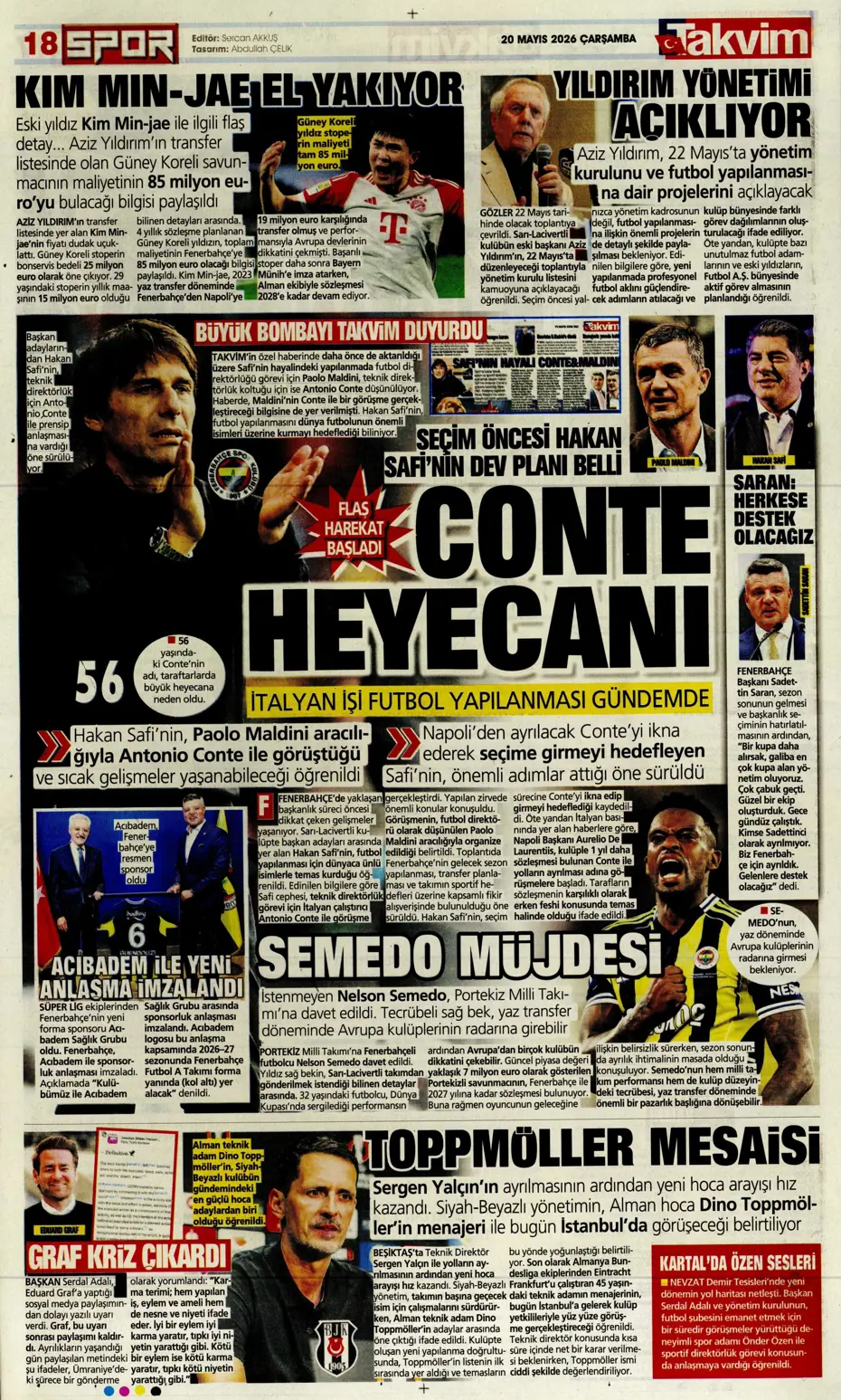 Conte yanında dünyaca ünlü yıldızı da Fenerbahçe'ye getiriyor | Sporun manşetleri - 17