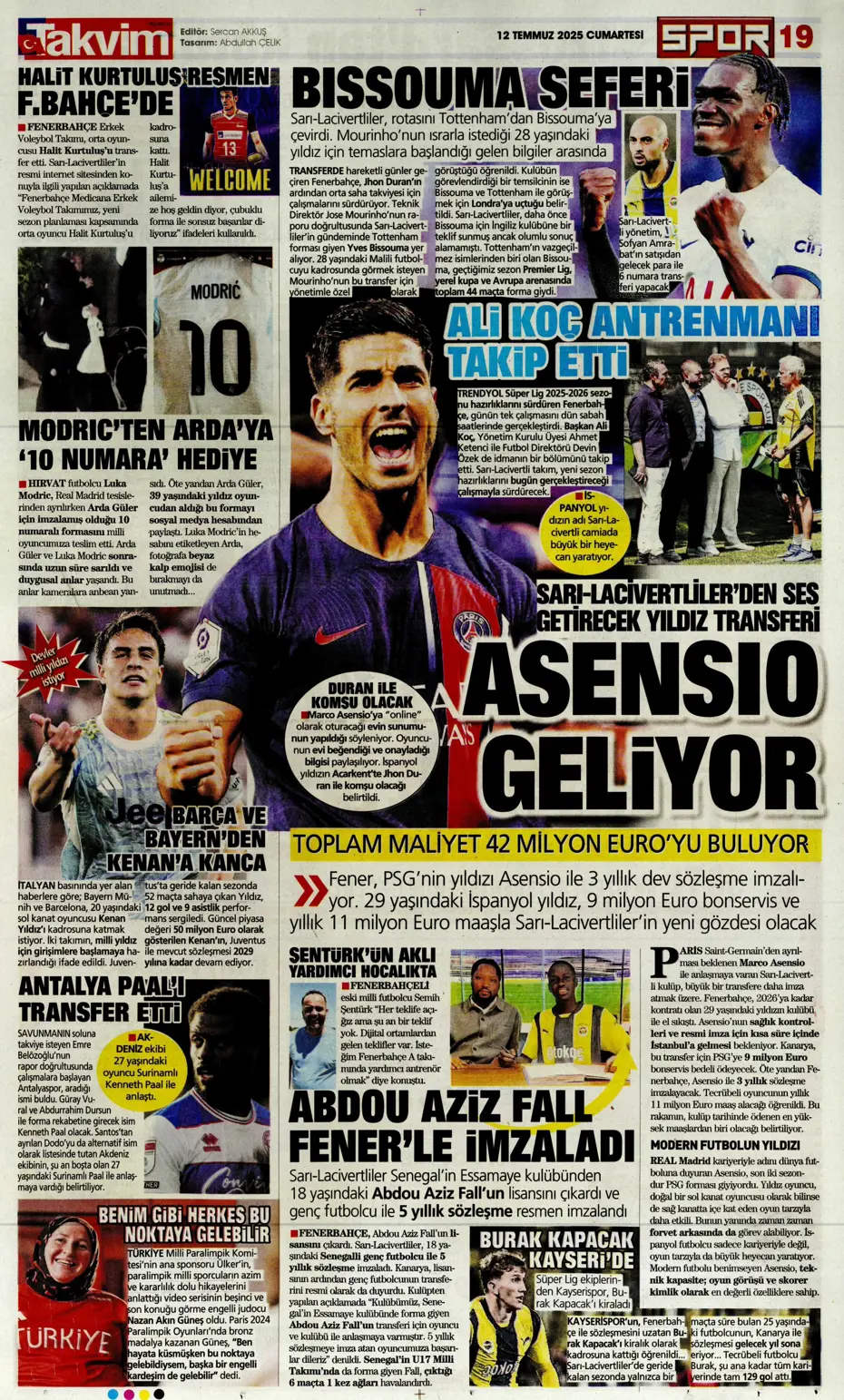 "Asensio ve Skriniar birlikte geliyor" | Sporun manşetleri - 3