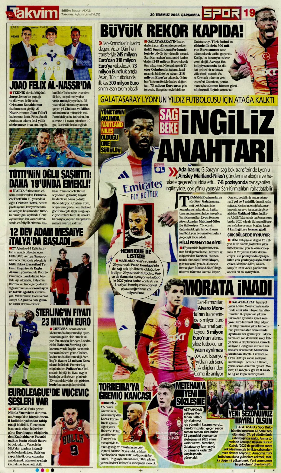 "Beşiktaş'ta Sergen Yalçın ve Mancini bombası" | Sporun manşetleri - 4