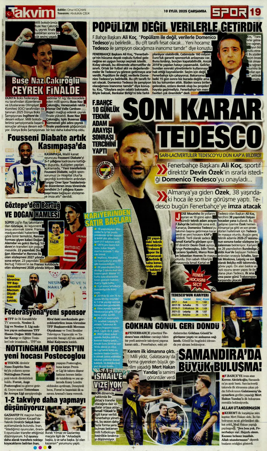 "Mühendislik harikası Domenico Tedesco" | Sporun manşetleri - 3