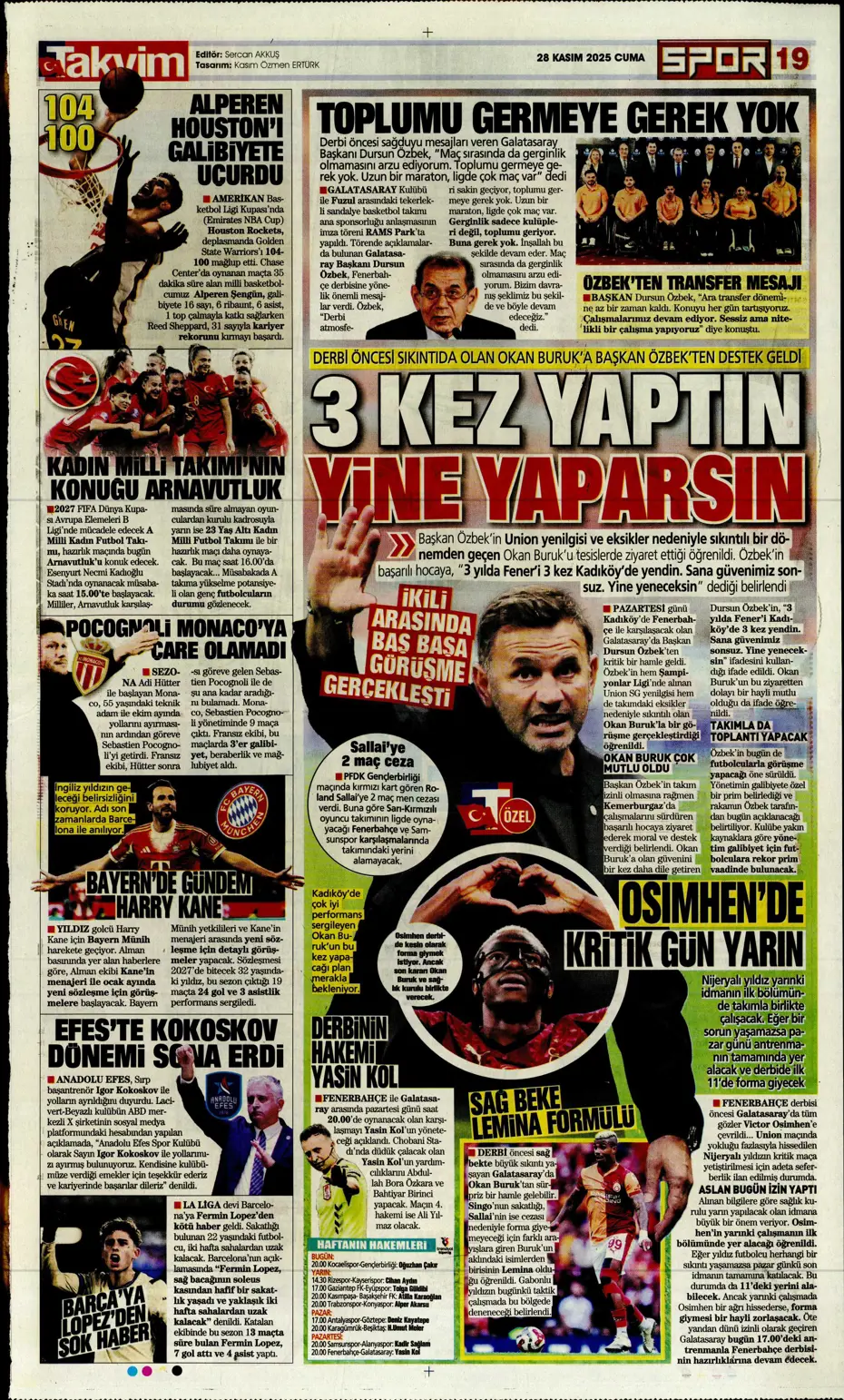 "Avrupa'nın lideri Samsunspor" | Sporun manşetleri - 3