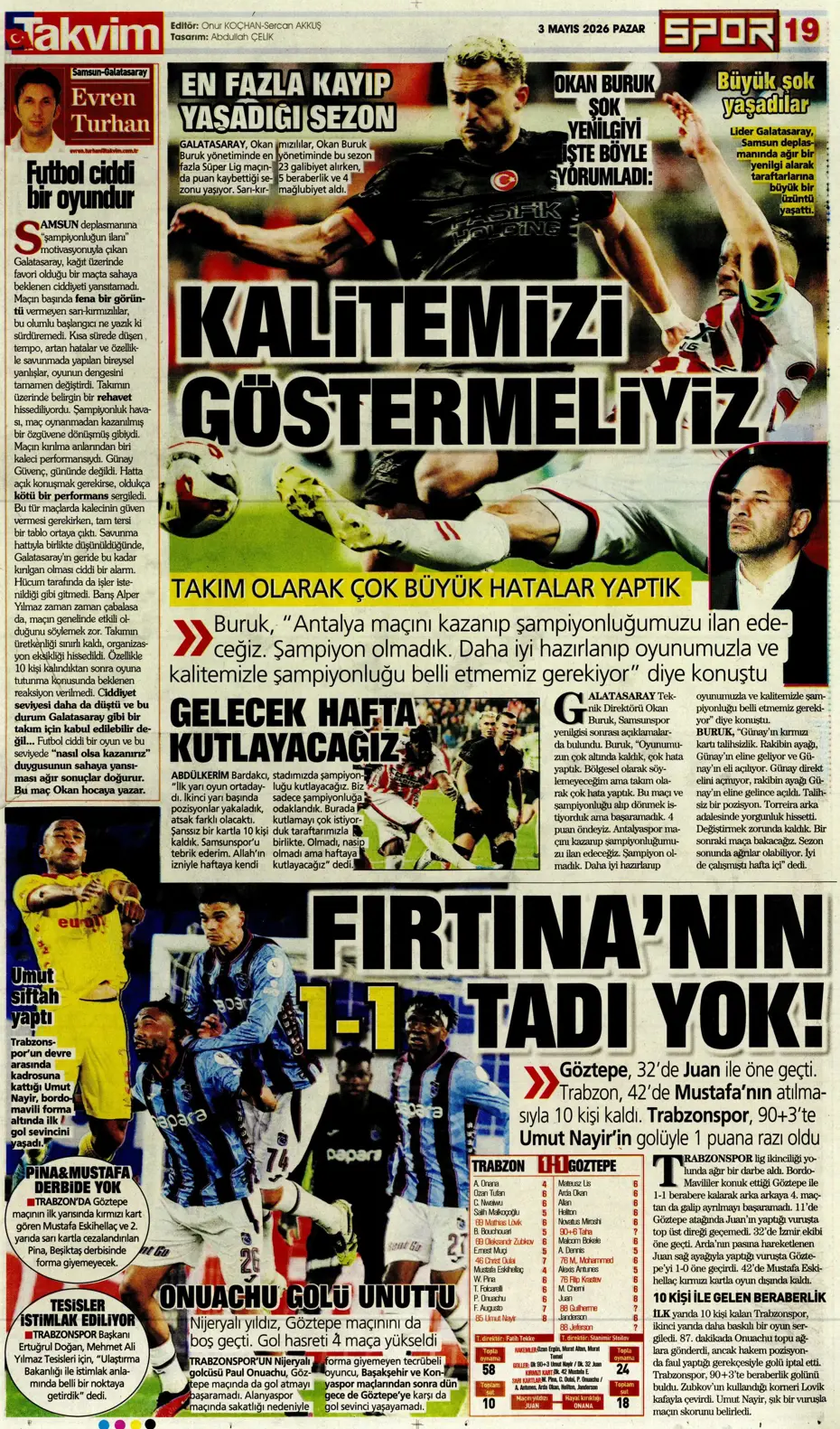 Galatasaray dördüncüyü ararken dört yedi | Sporun manşetleri - 27 Galatasaray dördüncüyü ararken dört yedi | Sporun manşetleri - 27