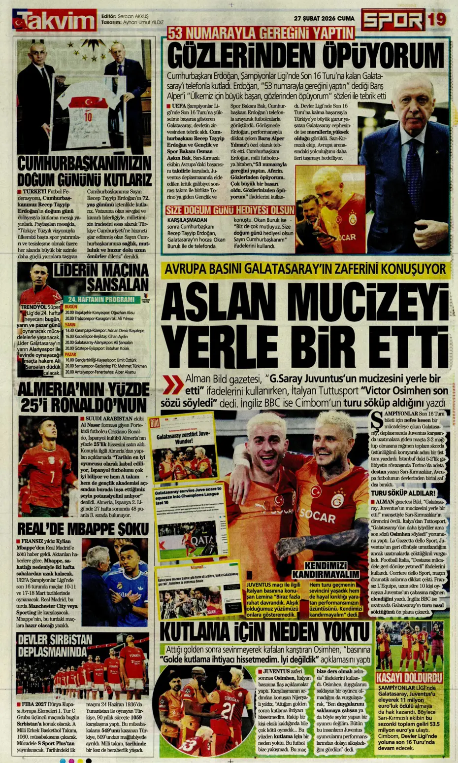 "Osimhen için müthiş iddia!" | Sporun manşetleri - 19 "Osimhen için müthiş iddia!" | Sporun manşetleri - 19