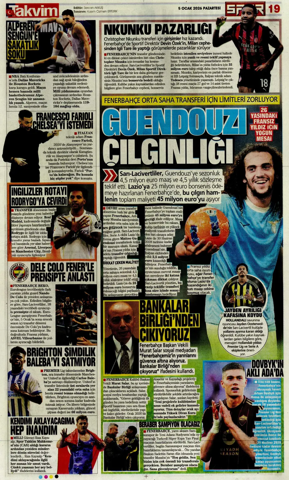 "Fenerbahçe'ye yeni yılın ilk piyangosu Sofyan Amrabat'tan" | Sporun manşetleri - 9