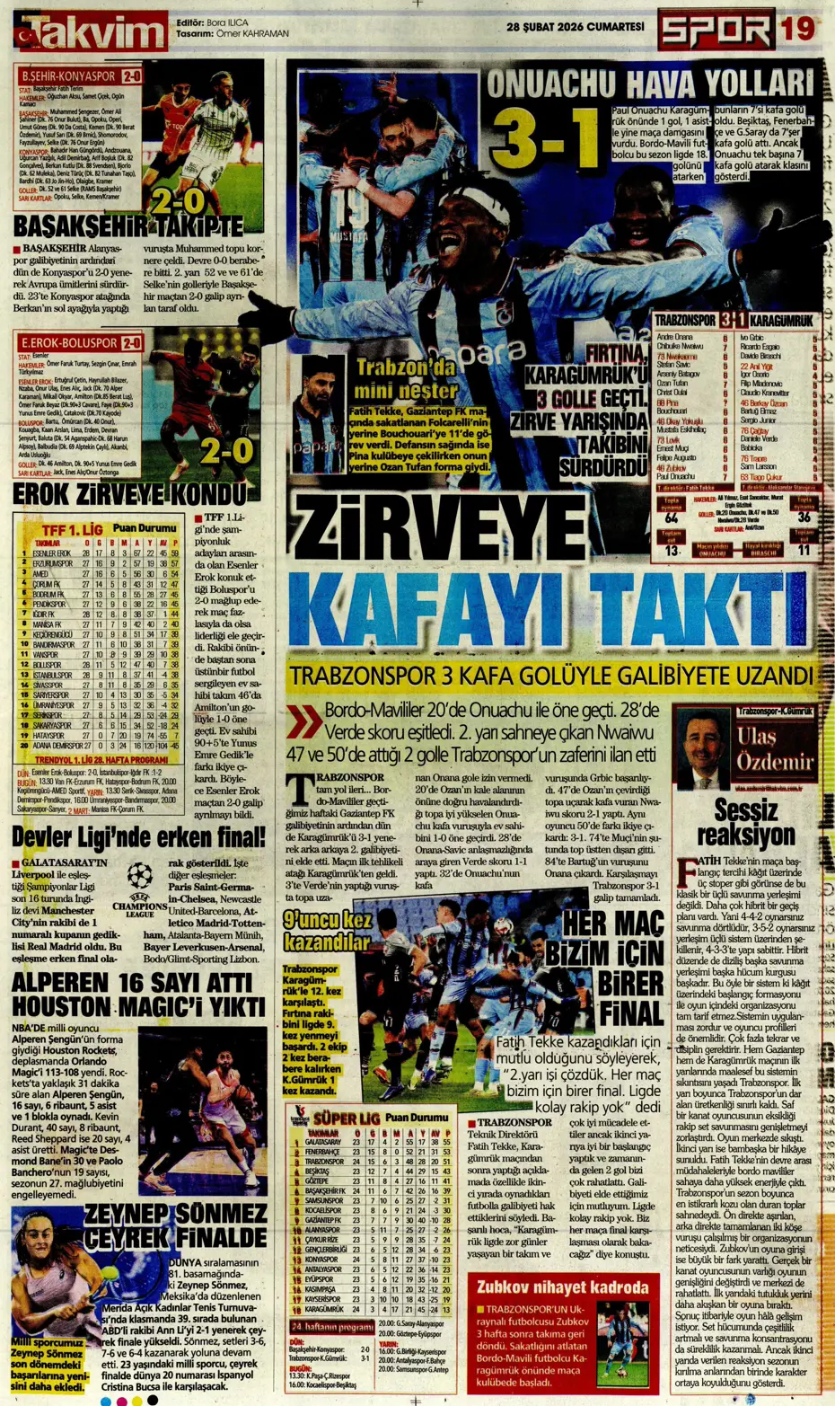 "İsmail Yüksek'e İngiliz takibi" | Sporun manşetleri - 2