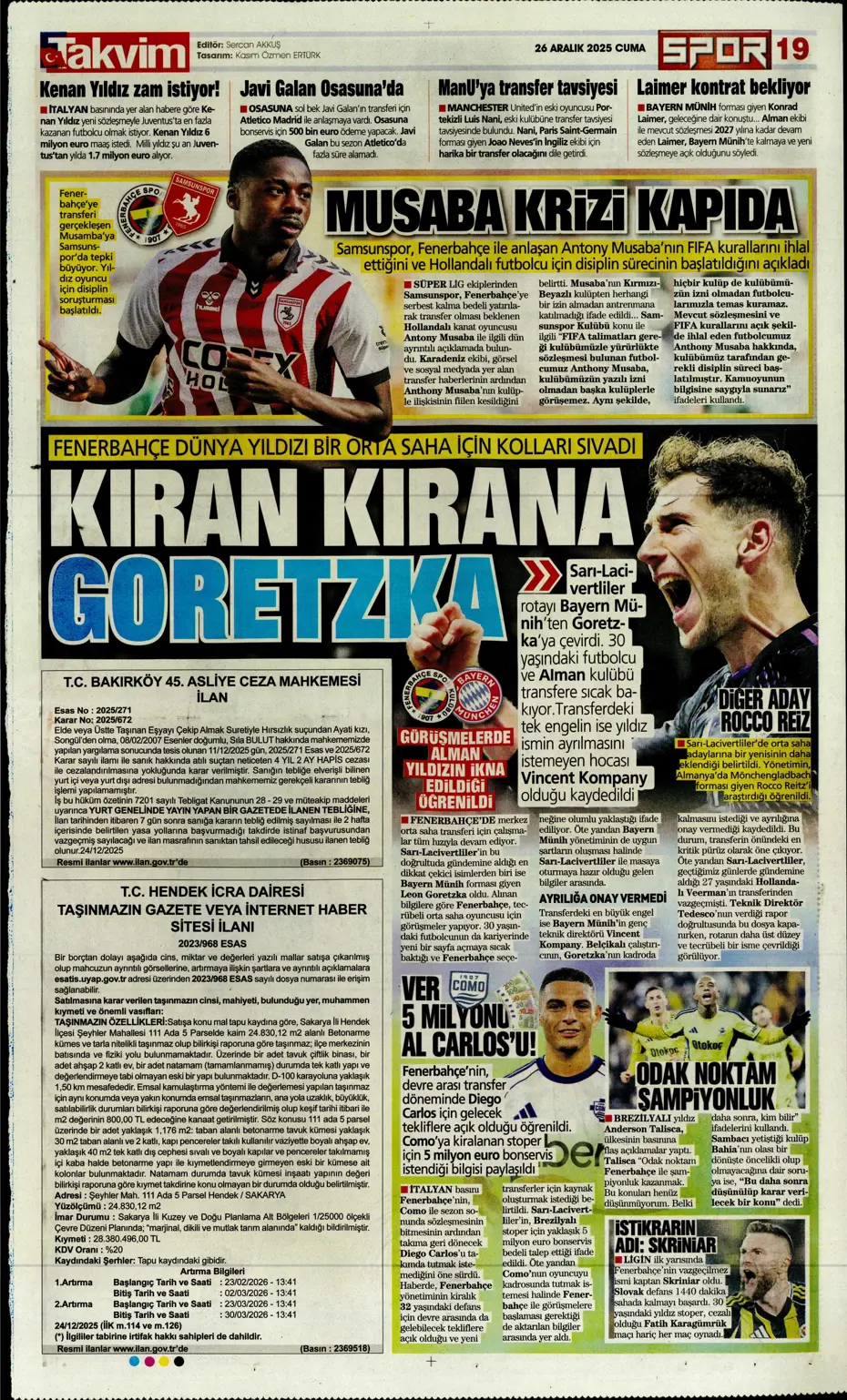 "Kerem Aktürkoğlu'na beklenmedik talip çıktı" | Sporun manşetleri - 4