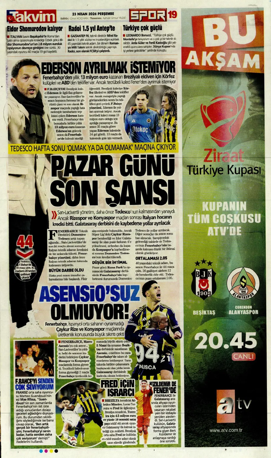 "Koopmeiners Galatasaray'a doğru" | Sporun manşetleri - 11