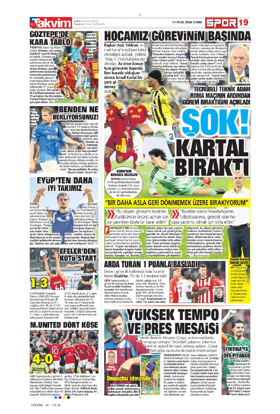 "İsmail Kartal gitti, geldi" | Sporun manşetleri - 23