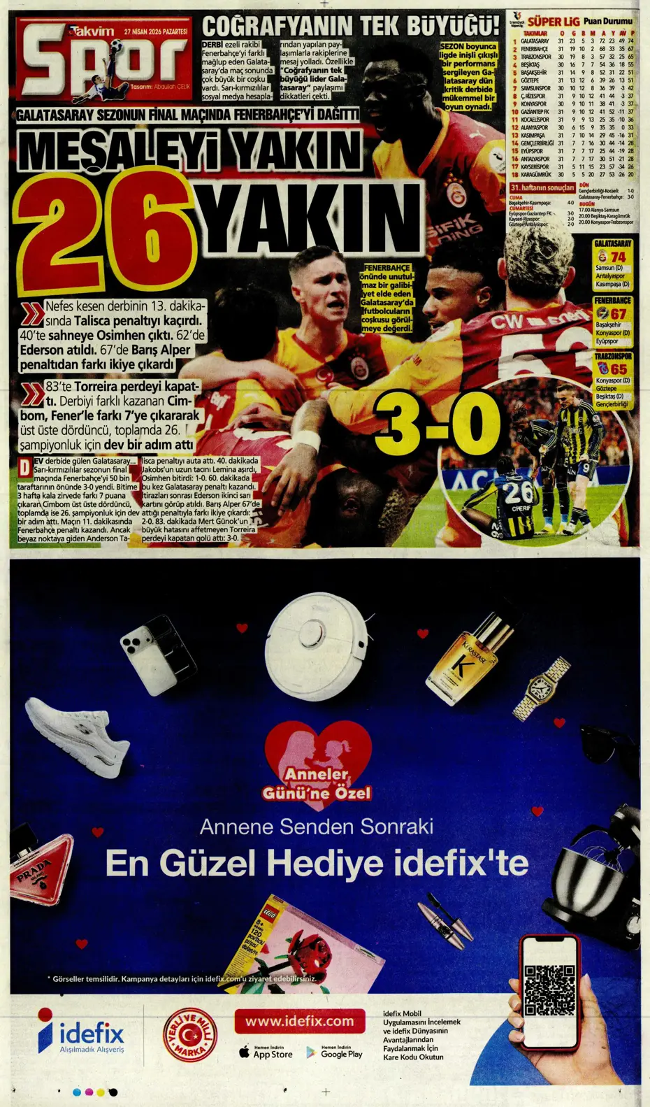 "Aslan Fener'i 7 bitirdi" | Sporun manşetleri - 41 "Aslan Fener'i 7 bitirdi" | Sporun manşetleri - 41