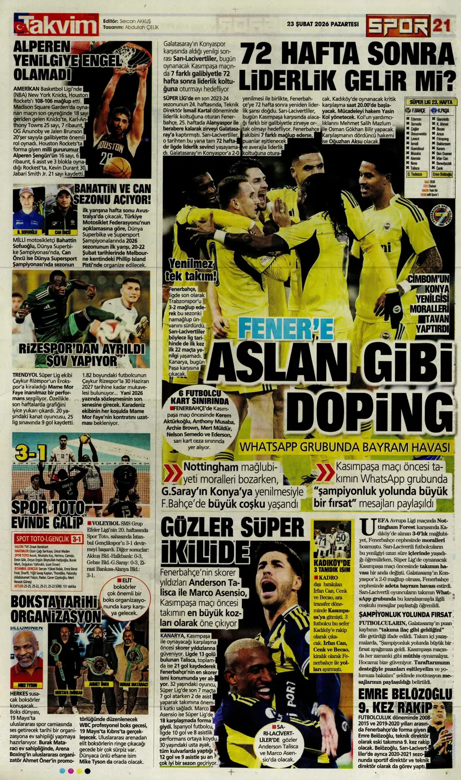 "Fenerbahçe'ye Galatasaray dopingi: Whatsapp grubunda bayram havası" | Sporun manşetleri - 13 "Fenerbahçe'ye Galatasaray dopingi: Whatsapp grubunda bayram havası" | Sporun manşetleri - 13