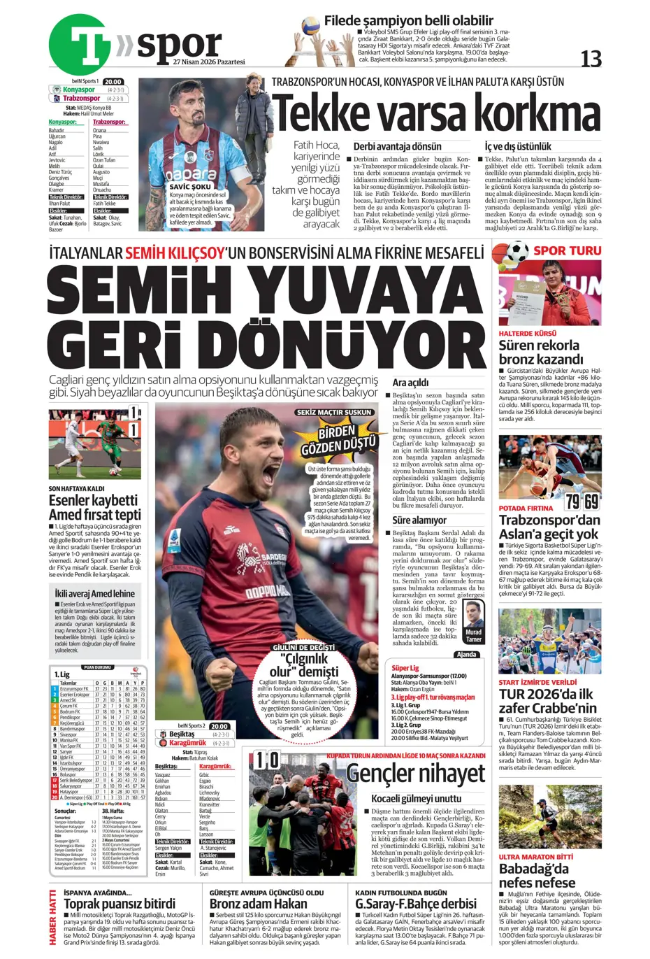 "Aslan Fener'i 7 bitirdi" | Sporun manşetleri - 35 "Aslan Fener'i 7 bitirdi" | Sporun manşetleri - 35