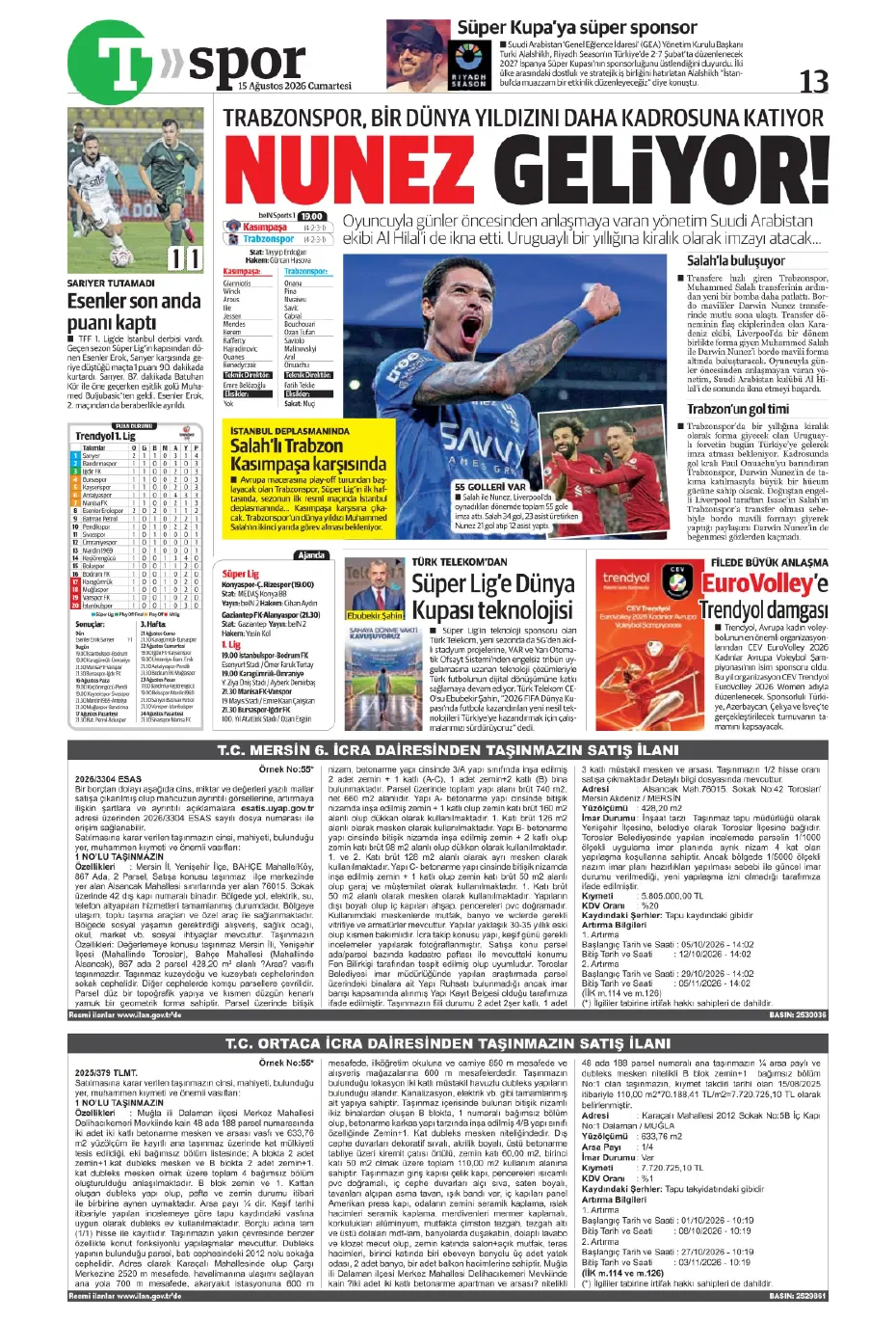 "Darwin Nunez geliyor" | Sporun manşetleri - 9 "Darwin Nunez geliyor" | Sporun manşetleri - 9