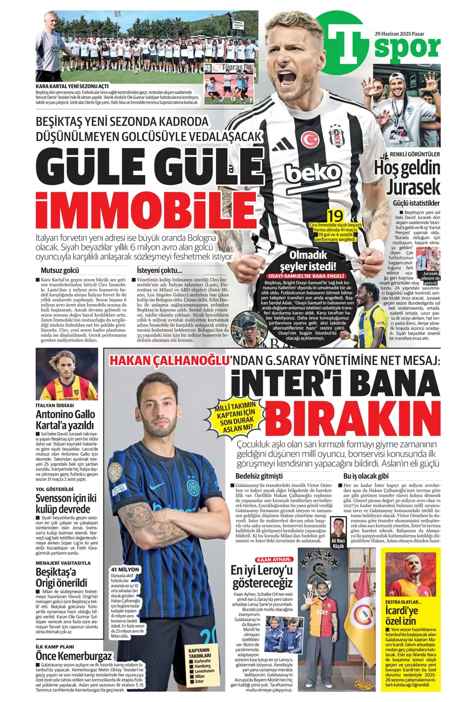  8 isim seneye yok" | Sporun manşetleri - 2