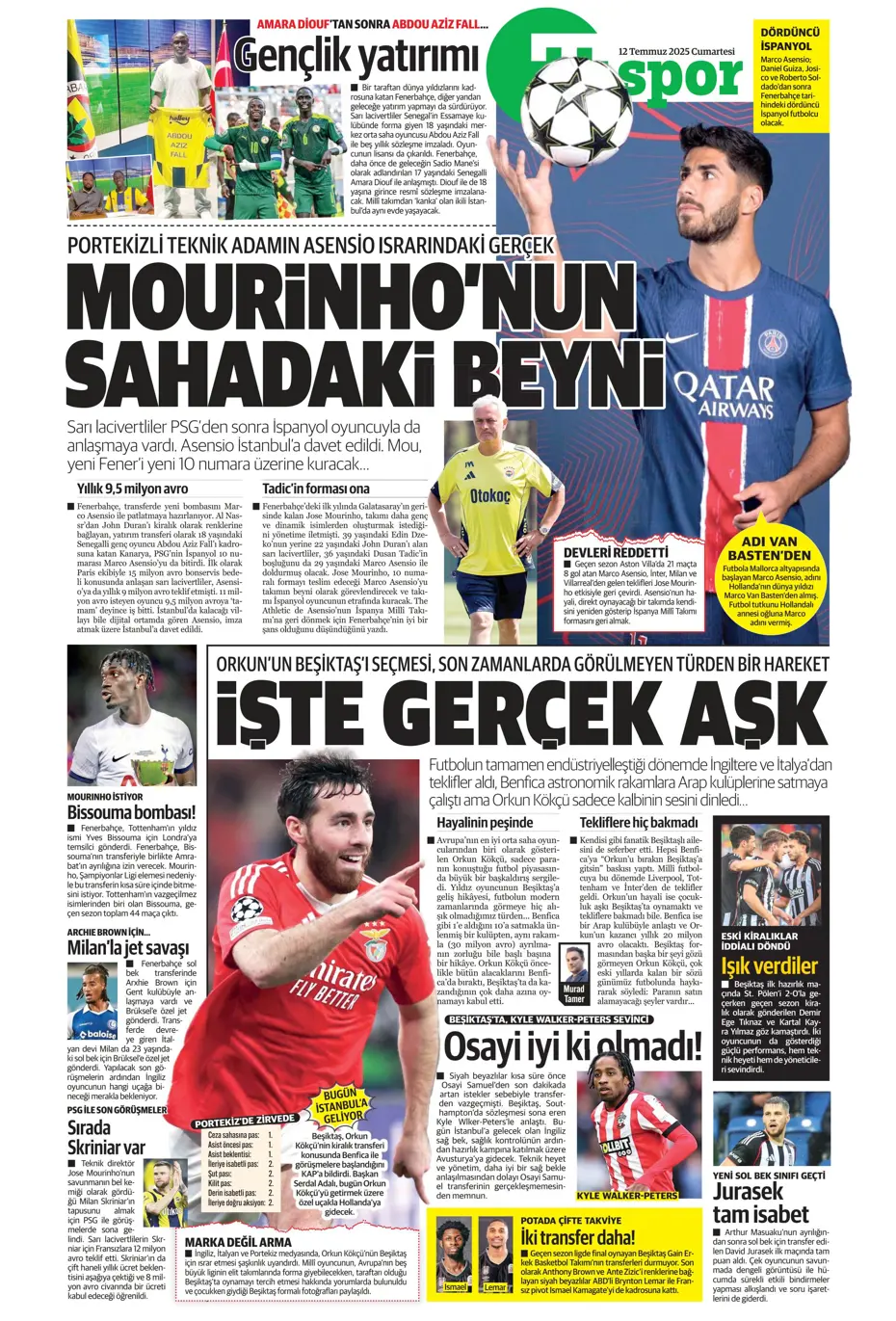 "Asensio ve Skriniar birlikte geliyor" | Sporun manşetleri - 2
