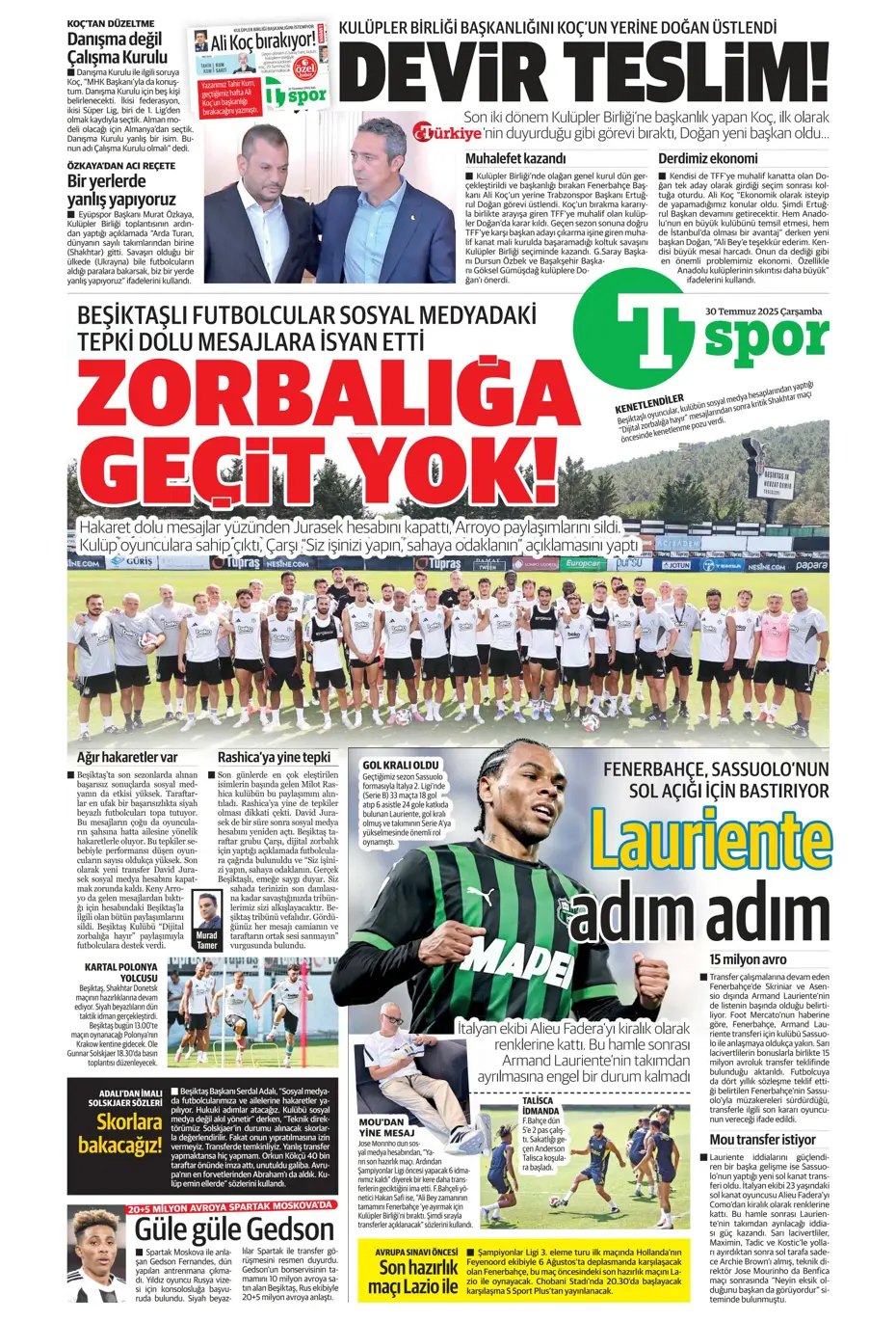 "Beşiktaş'ta Sergen Yalçın ve Mancini bombası" | Sporun manşetleri - 2