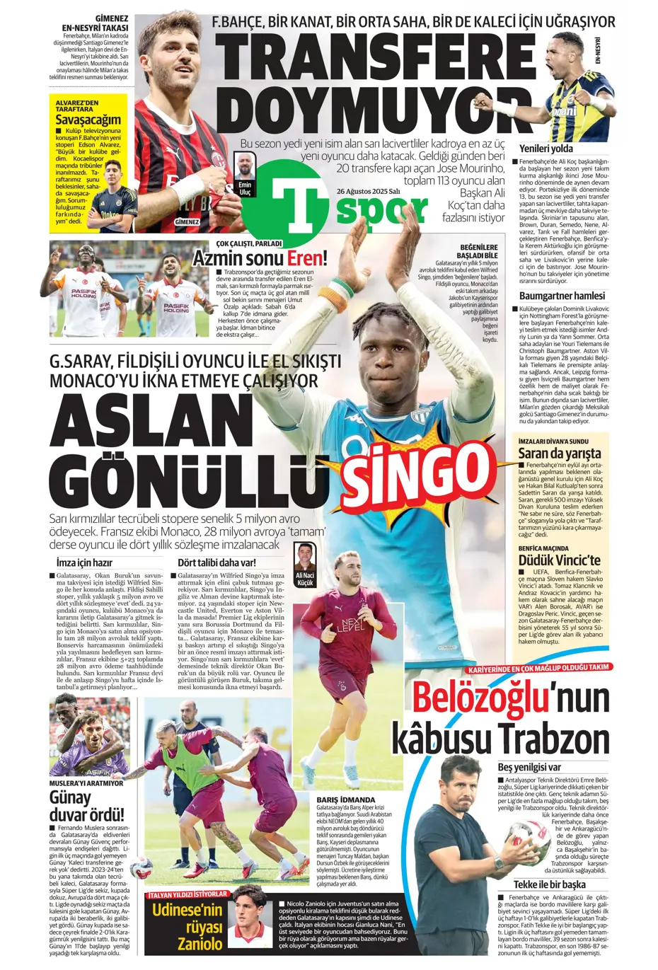 "Fenerbahçe, Zinchenko'yu bitiriyor" | Sporun manşetleri - 2