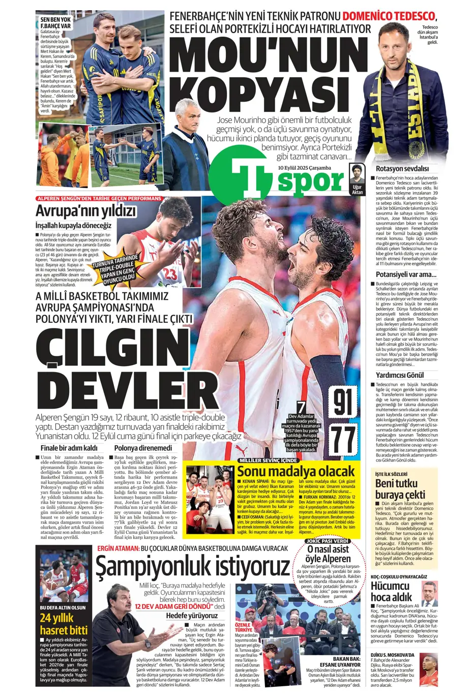 "Mühendislik harikası Domenico Tedesco" | Sporun manşetleri - 2