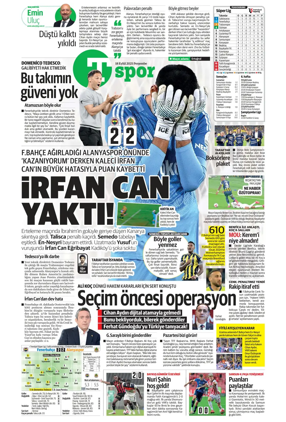 "Fenerbahçe 'Can' evinden vuruldu" | Sporun manşetleri - 2