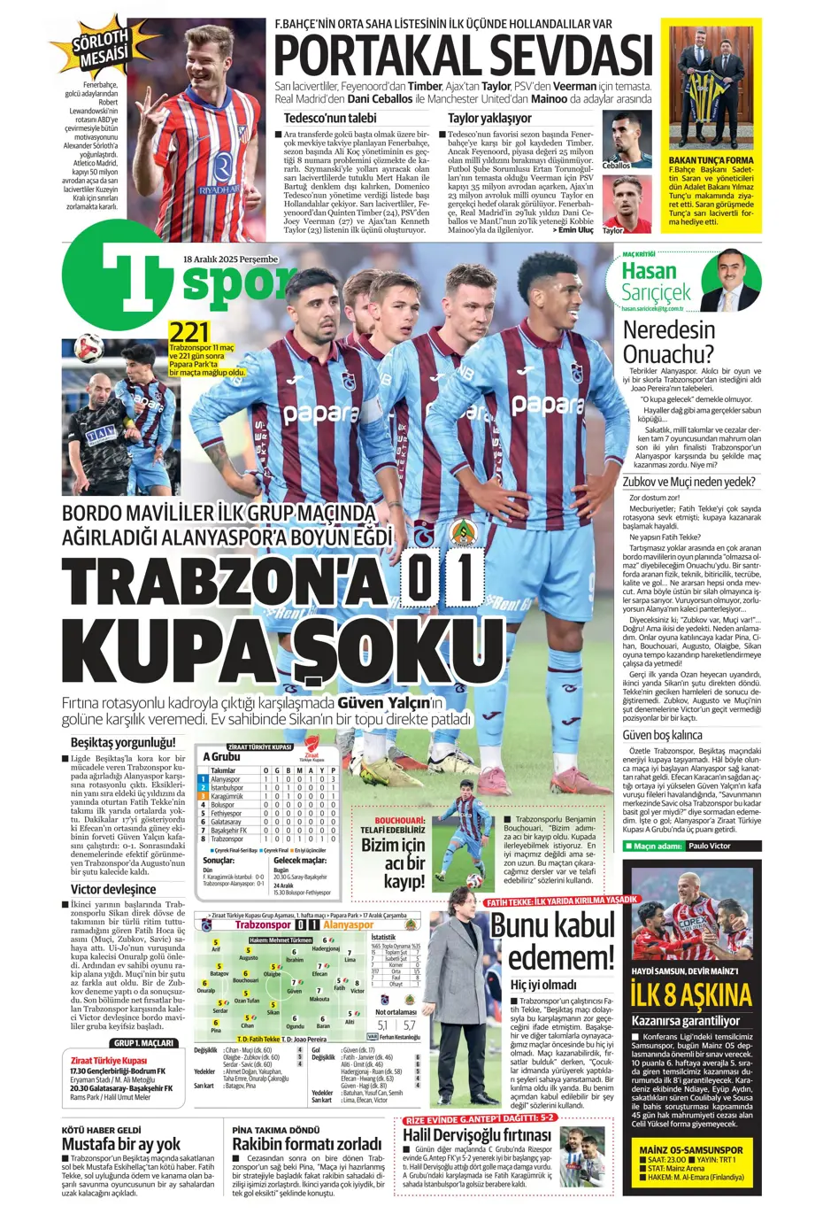 "Talisca'da büyük tehlike" | Sporun manşetleri - 27