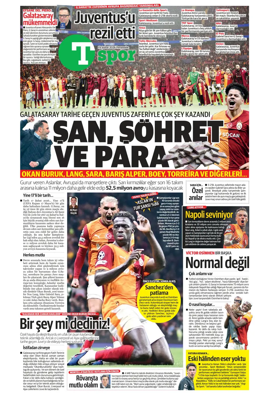 "Napoli'den Galatasaray'a Noa Lang için görülmemiş jest" | Sporun manşetleri - 16