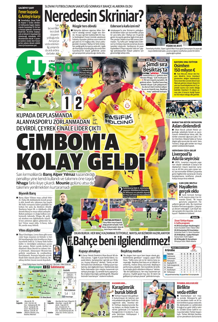 "Anlaşma tamam, sezon sonunda Fenerbahçe'den ayrılıyor" | Sporun manşetleri - 28 "Anlaşma tamam, sezon sonunda Fenerbahçe'den ayrılıyor" | Sporun manşetleri - 28