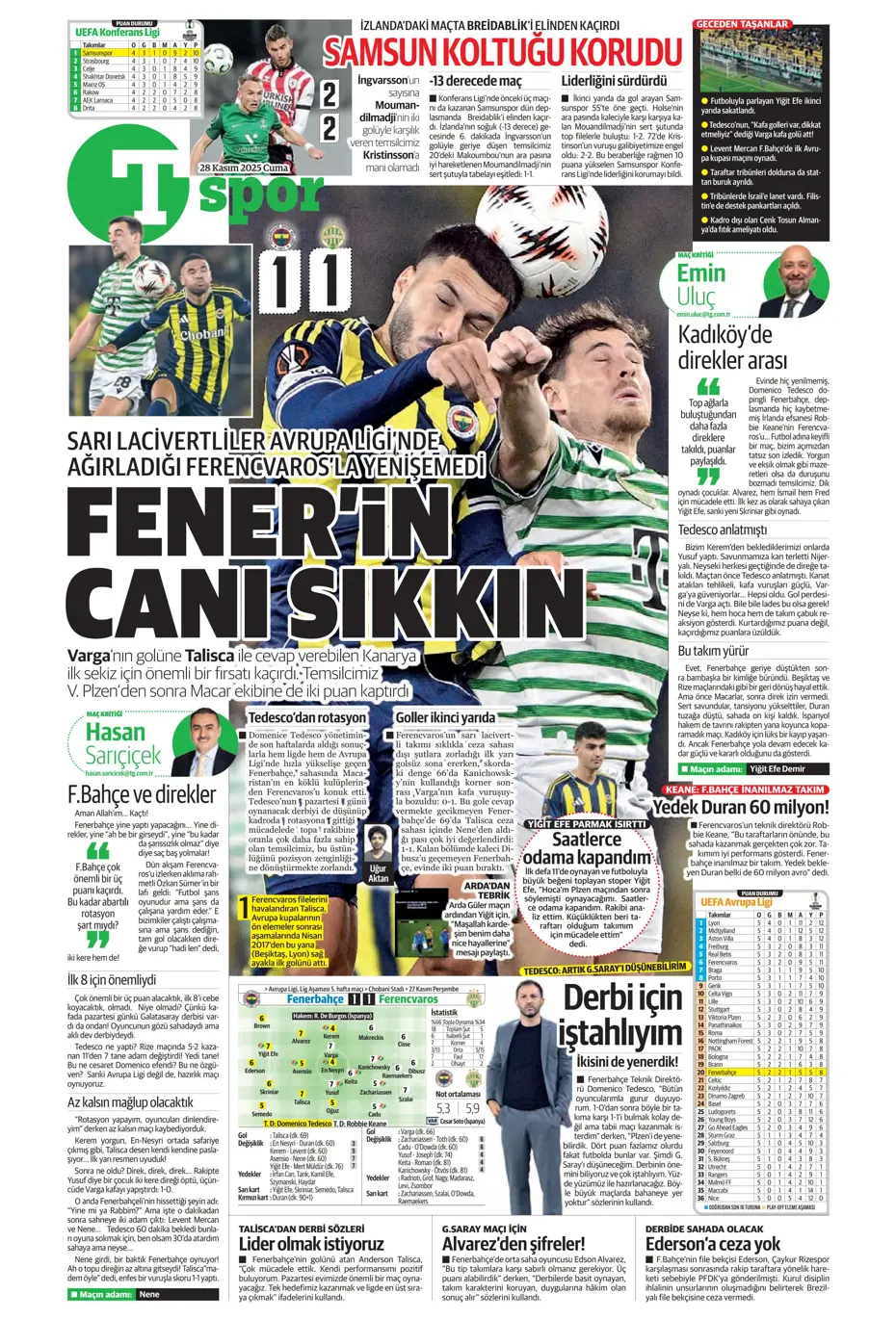 "Avrupa'nın lideri Samsunspor" | Sporun manşetleri - 2