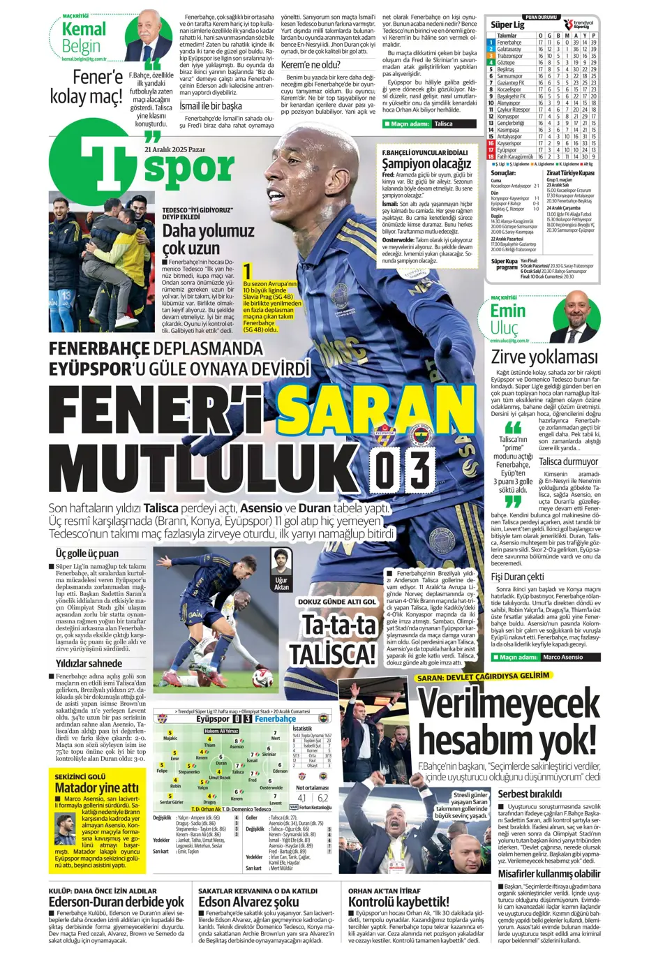 "Transferde Yusuf Sarı bombası" | Sporun manşetleri - 20