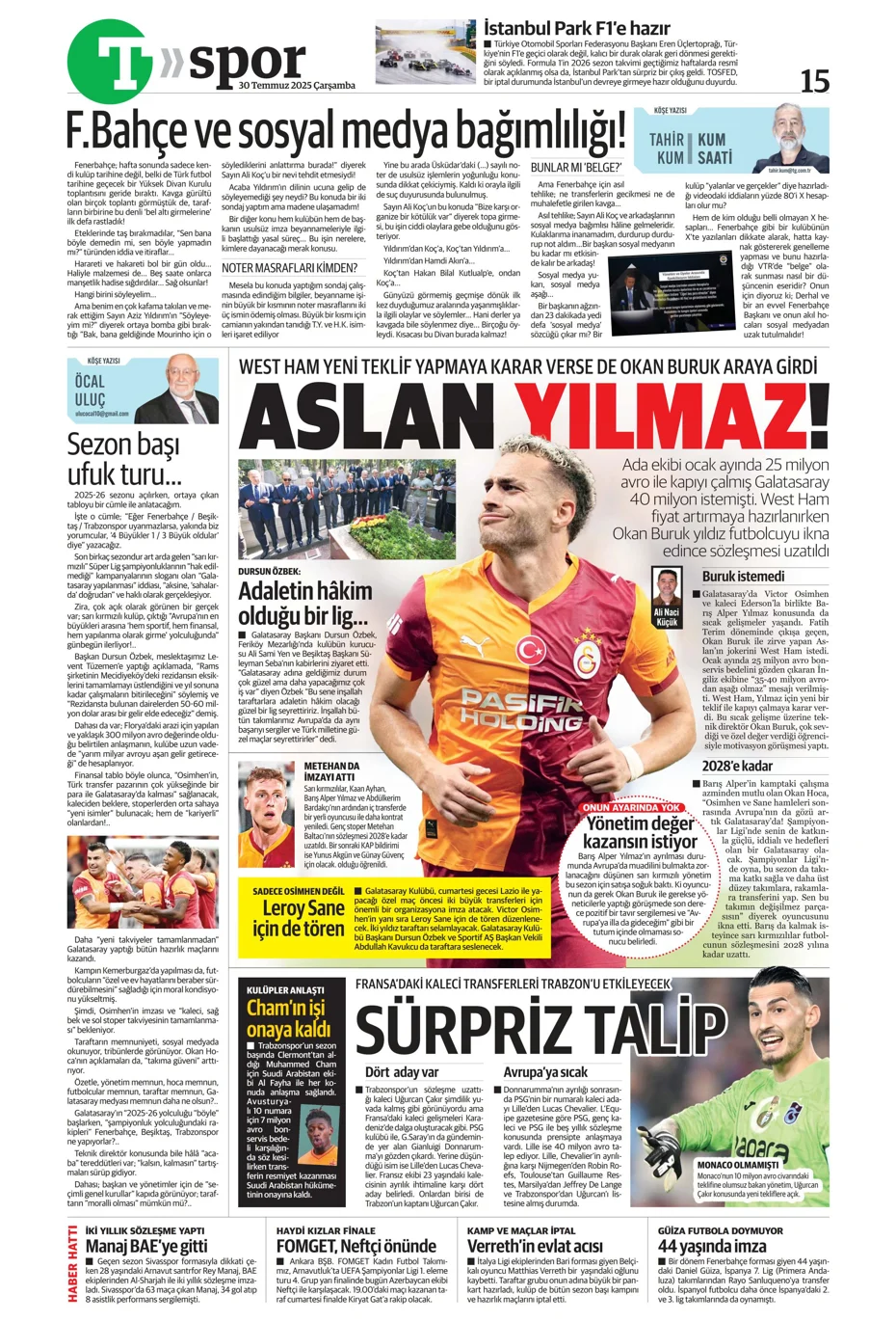 "Beşiktaş'ta Sergen Yalçın ve Mancini bombası" | Sporun manşetleri - 1